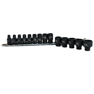 1/4" Drive Metric Shallow Impact Sockets 6 sided 14pc 4mm - 15mm U S Pro
