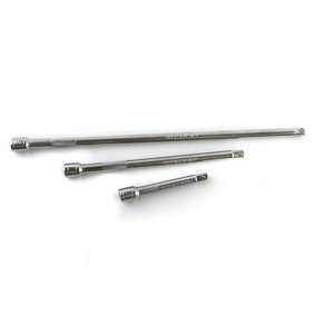 1/4" Drive Straight Socket Ratchet Extension Bar Set 75mm 150mm and 225mm 3pc