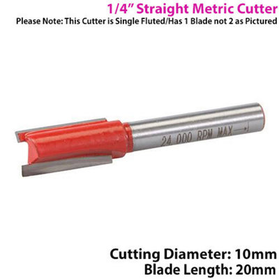 1/4" SHANK 10mm x 20mm Tungsten Carbide Straight Router Bit Worktop Wood Cutter DIY at B&Q