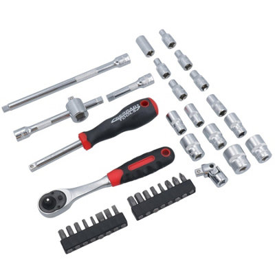 1/4in Drive Socket Bit Set Metric Sizes 4 - 14mm Extensions Ratchets Hex 37pc