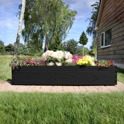 1.4m Black Pine Raised Wooden Trough Planter