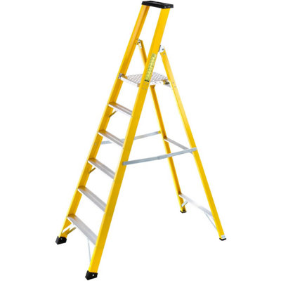 1.4m Heavy-Duty Fibreglass Platform Step Ladder with 6 Treads for Professionals