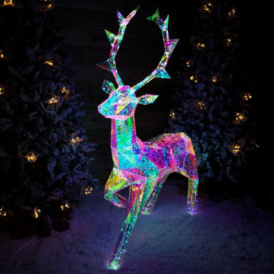 1.4m Light up Standing Iridescent Dream Christmas Stag with 600 White LEDs