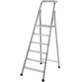 1.4m MAX STABILITY Platform Step Ladders 6 Tread Anti Slip Aluminium DIY Steps