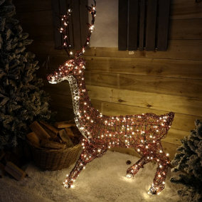 1.4m Premier 300 LED Soft Acrylic Twinkling Christmas Reindeer Stag Decoration in Warm White