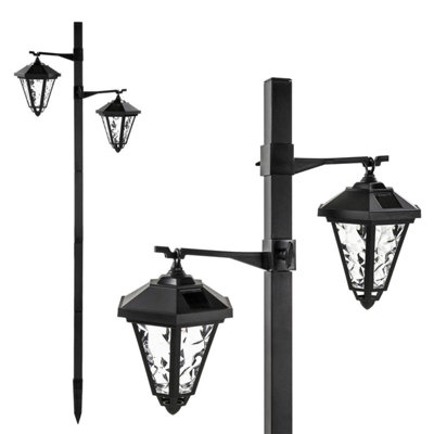 1.4m Twin Head Solar Hanging Post Lights - Vintage Style Outdoor ...