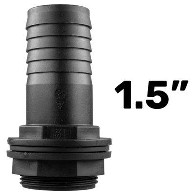 1.5" (40mm) barb Water butt /rain barrel/water storage tank barbed hosetail for overflow/outlet 1.5" bsp thread 48mm hole h - 5