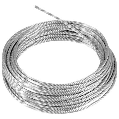 1.5 mm Thick Wire Rope Wire Cable - 5 metres / 16.40 ft - Galvanised Metal Steel Rope