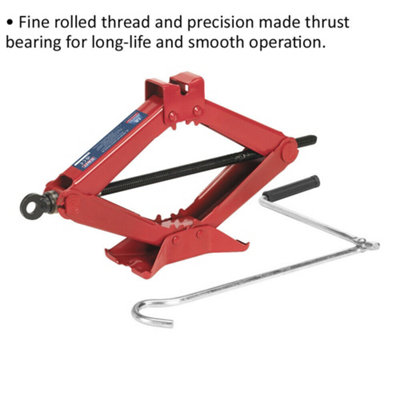 1.5 Tonne 1500KG Heavy Duty Scissor Jack & Handle - Smooth Car Vehicle Thread