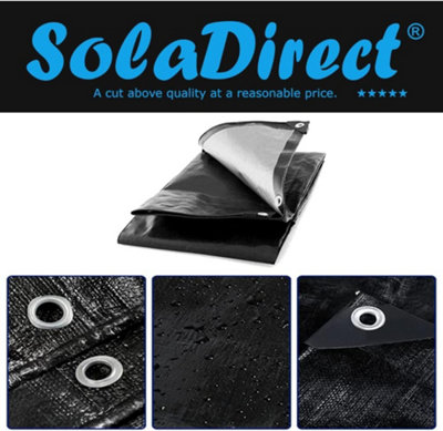 1.5 x 2 m Heavy-Duty Tarpaulin Cover - Black 235GSM - Waterproof