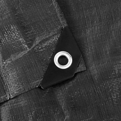 1.5 x 2 m Heavy-Duty Tarpaulin Cover - Black 235GSM - Waterproof - 5