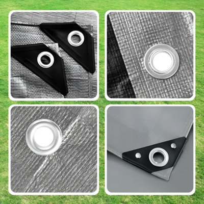 1.5 x 2 m Heavy-Duty Tarpaulin Cover - Silver/Black 260GSM - Waterproof ...