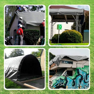 1.5 x 2 m Heavy-Duty Tarpaulin Cover - Silver/Black 260GSM - Waterproof ...