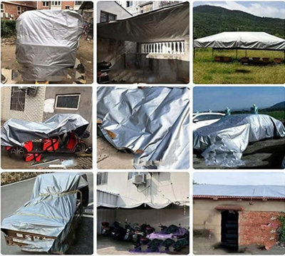 1.5 x 2 m Heavy-Duty Tarpaulin Cover - Silver/Black 260GSM - Waterproof - 6