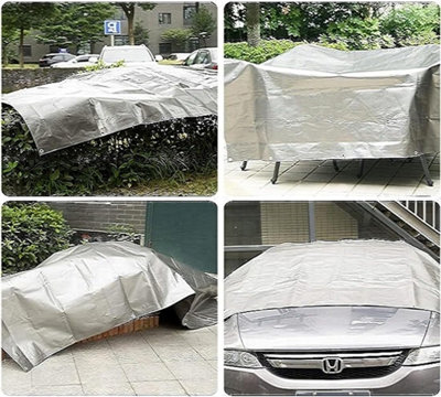 1.5 x 2 m Heavy-Duty Tarpaulin Cover - Silver/Black 260GSM - Waterproof - 8