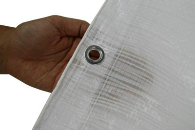 1.5 x 2 m Tarpaulin Cover - White 90GSM - Waterproof - 3