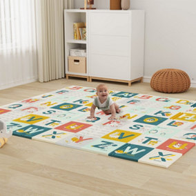 1.5cm Large Foam Baby Play Mat, Waterproof, Reversible, Non-Toxic, with Letters & Numbers