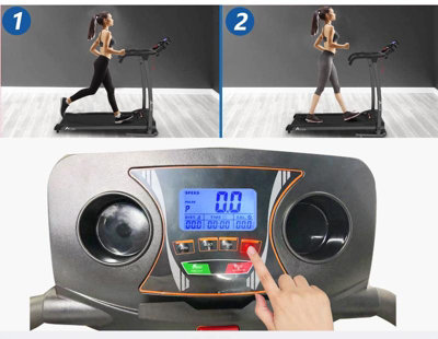 Motorised treadmill with online lcd display