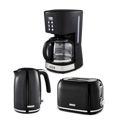 Filter Coffee Machine, Fluted Electric Kettle Toaster Set - Main Image
