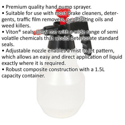 1.5L Premium Solvent Pressure Sprayer with Viton Seals & Adjustable Nozzle