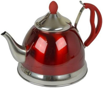 1.5l Red Stainless Steel Lightweight Whistling Kettle Camping Fishing Cordless