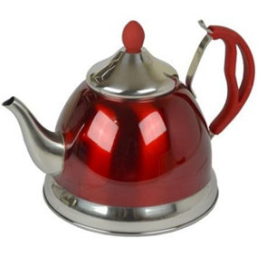 1.5l Red Stainless Steel Lightweight Whistling Kettle Camping Fishing Cordless