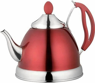 1.5l Red Stainless Steel Lightweight Whistling Kettle Camping Fishing Cordless - 3