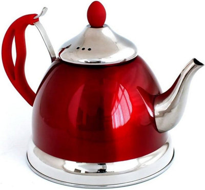 1.5l Red Stainless Steel Lightweight Whistling Kettle Camping Fishing Cordless - 6