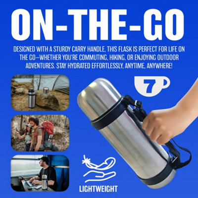 1.5l Stainless Steel Hot N Cold Vacuum Thermos Food Flask Portable Travel  Mug Cup &