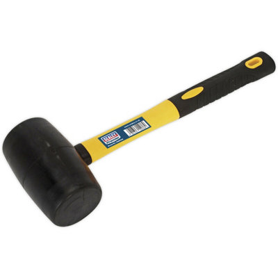 1.5lb Rubber Mallet - Fibreglass Shaft - General Purpose Hammer - DIY Camping