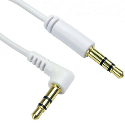 1.5m 3.5mm Male to Car AUX Plug Stereo White Cable Right Angled 90 Deg Straight