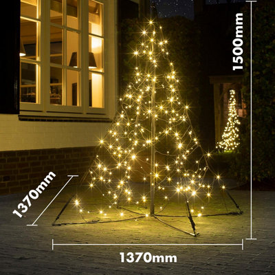 1.5m All Surface Outdoor Christmas Tree - Freestanding Weather Resistant Festive Garden Decoration with 240 Twinkling LED Lights
