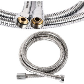 1.5m Replacement Shower Hose Stainless Steel Anti Kink Chrome Pipe With Washers