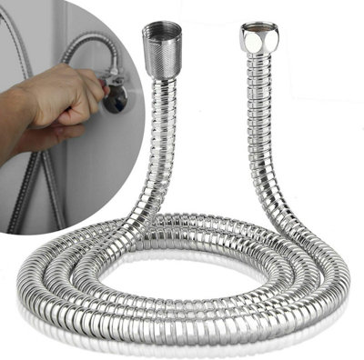 SHOWER HEAD HOSE PIPE SINGLE LOCK FLEXIBLE STAINLESS STEEL CHROME