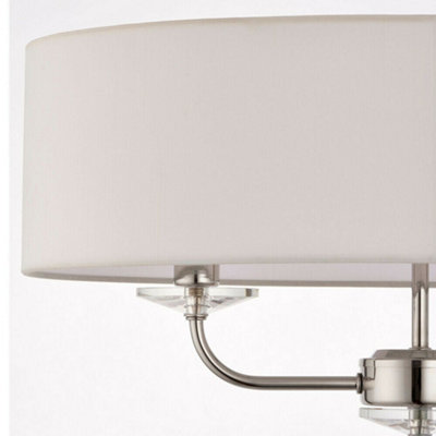 1.5m Twin Floor Lamp Bright Nickel Shade 2 Bulb Standing Living Room Light Base