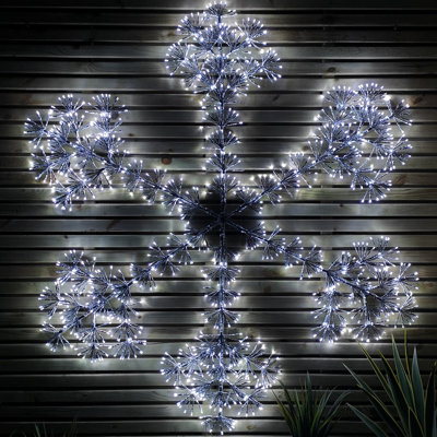 1.5m Twinkling Starburst Snowflake Christmas Decoration With 1080 White ...