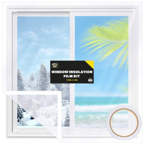 1.5m x 4m Window Insulation Film Kit for Winter & Summer, Weatherproofing Window Insulation Kits, Window Draft Excluder Film