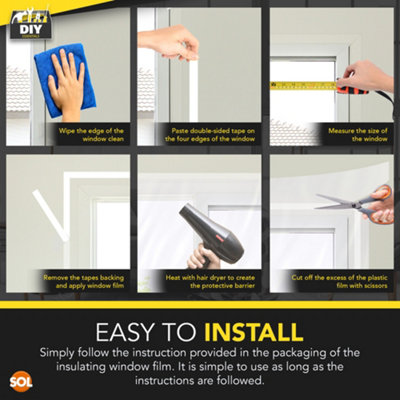 1.5m x 4m Window Insulation Film Kit for Winter & Summer, Weatherproofing Window Insulation Kits, Window Draft Excluder Film