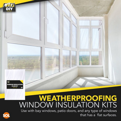 1.5m x 4m Window Insulation Film Kit for Winter & Summer, Weatherproofing Window Insulation Kits, Window Draft Excluder Film
