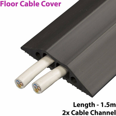 1.5m x 83mm Heavy Duty Rubber Floor Cable Cover Protector Twin Channel Conduit