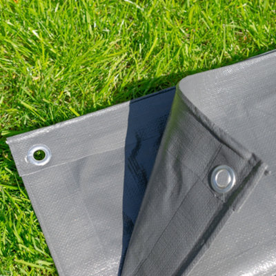 1.5m x2m  Heavy duty gray waterproof tarpaulin/ground sheet ,uv resistant,reinforced hems and corners,eyelets every 1m,