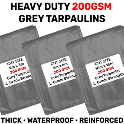 1.5m x2m  Heavy duty gray waterproof tarpaulin/ground sheet - 4