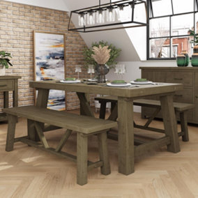 1.6M Fixed Top Dining Table Solid Natural Reclaimed Pine