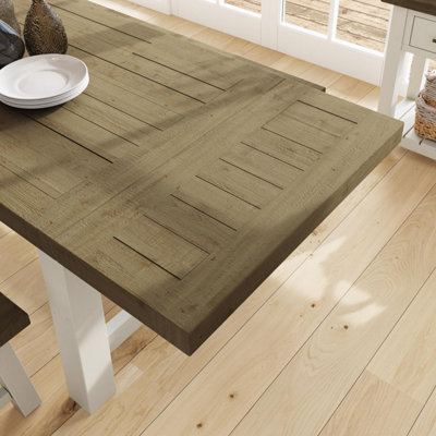 1.6M Solid Reclaimed Pine Truffle Dining Table Set With 2 FREE Extensions