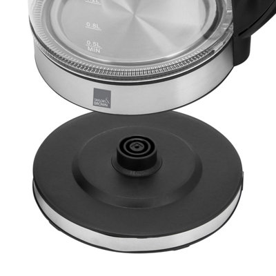 1.7L Electric Glass Kettle - Blue LED while boiling - Ergonomic Handle - Boil Dry And Overheat Protection - Portable Design - 7