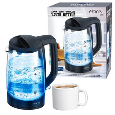 1.7L Illuminated Glass Kettle 360 Cordless Electric Blue Illuminating