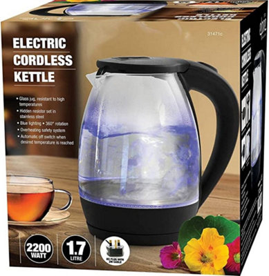 Glass kettle best sale blue light