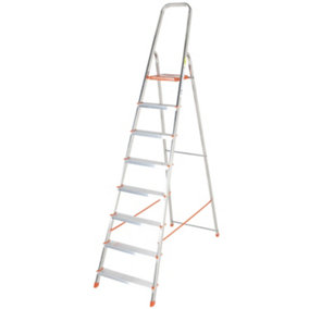 1.7m Lightweight Aluminium Platform Step Ladders 8 Tread Anti Slip DIY Steps