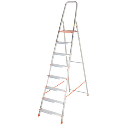 1.7m Lightweight Aluminium Step Ladder with 8 Anti-Slip Treads for Secure DIY Access