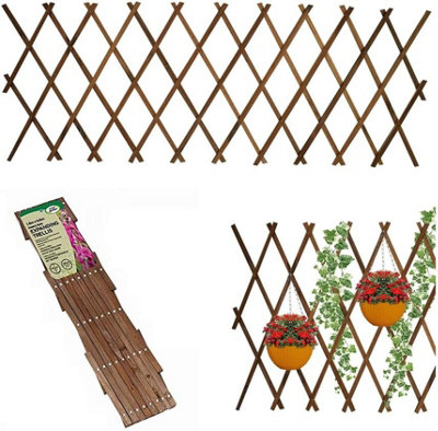 1.8 x 0.3m Heavy Duty Wooden Expanding Tan Trellis Garden Outdoors